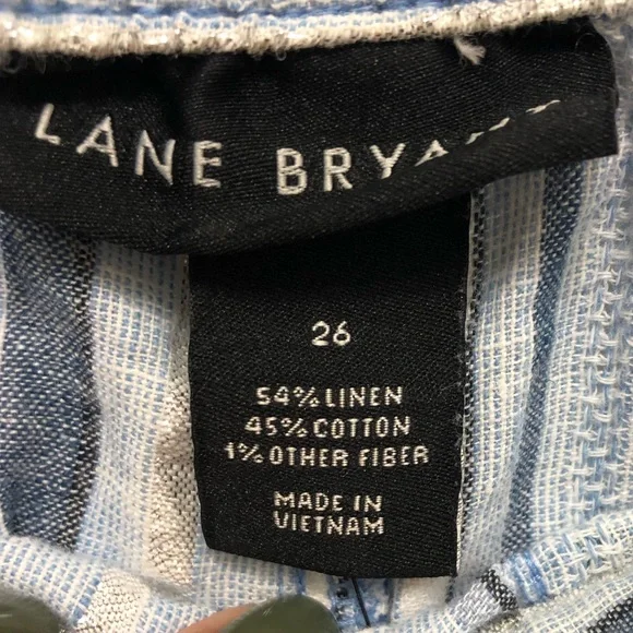 Lane Bryant Linen Blend Beach Pants Size 26 Colors White Blues Metallic Stripes - Picture 9 of 13